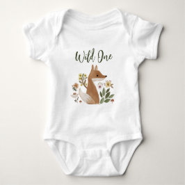 Boho Woodland Fox Wild One Baby Bodysuit Strampler