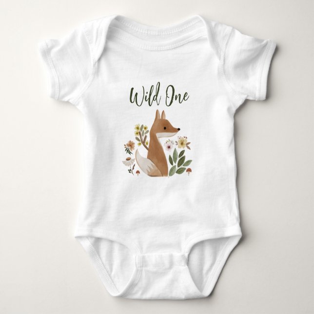 Boho Woodland Fox Wild One Baby Bodysuit Strampler (Vorderseite)