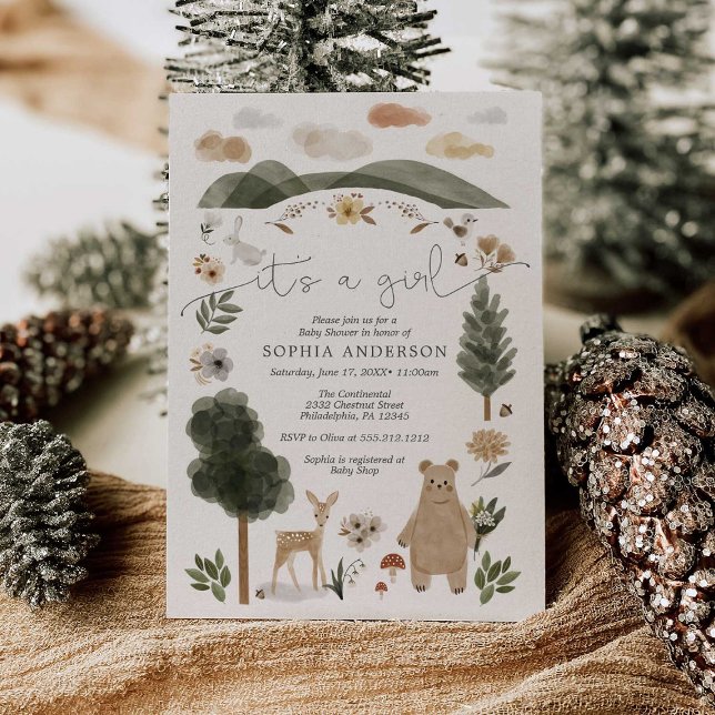 Boho Woodland Girl Baby Shower Einladungskarte Einladung (Von Creator hochgeladen)