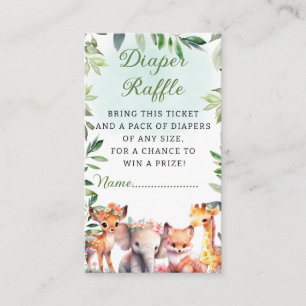 Boho Woodland Greenerals Animals Diaper Raffle Car Begleitkarte