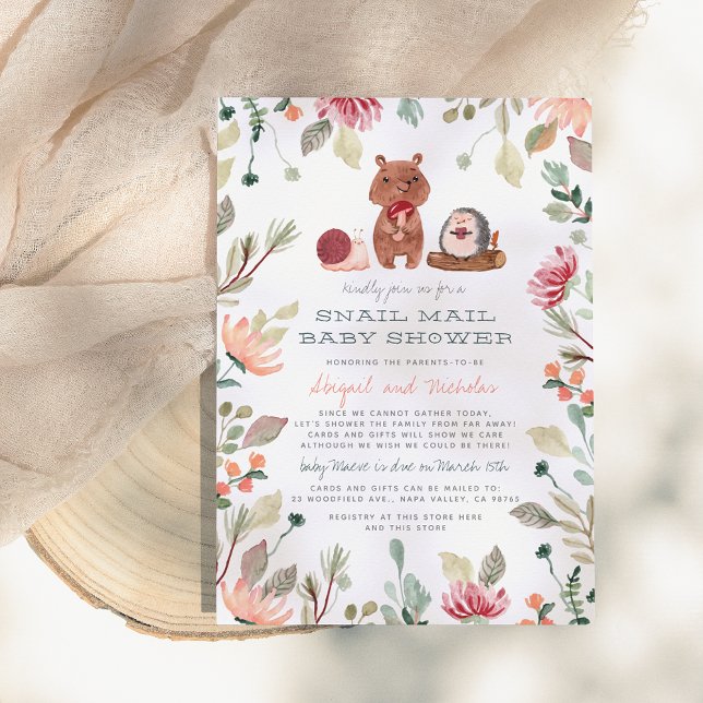 Boho Woodland Greenerenery Snail Mail Baby Dusche Einladung (Von Creator hochgeladen)