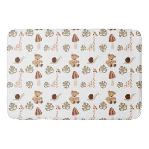Boho Woodland Jungle Animal Pattern Badematte