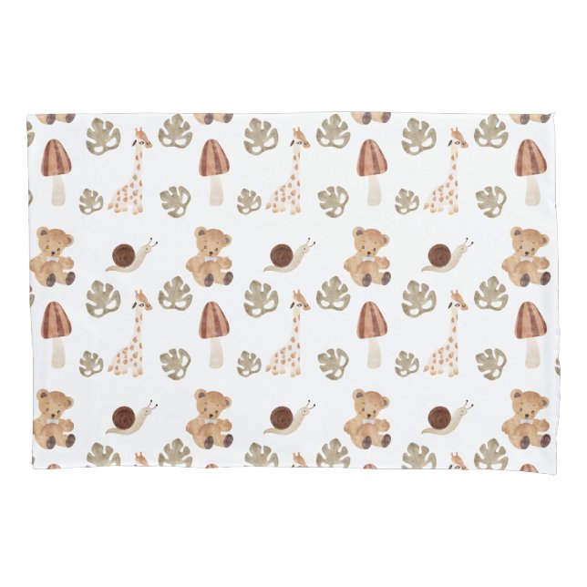 Boho Woodland Jungle Animal Pattern Kissenbezug (Vorderseite)