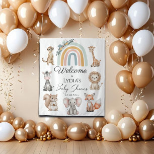 Boho Woodland Jungle Animals Babydusche Willkommen Wandteppich