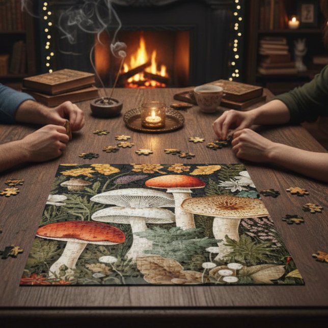 Boho Woodland Mushrooms Wildflower Garden Puzzle (Von Creator hochgeladen)