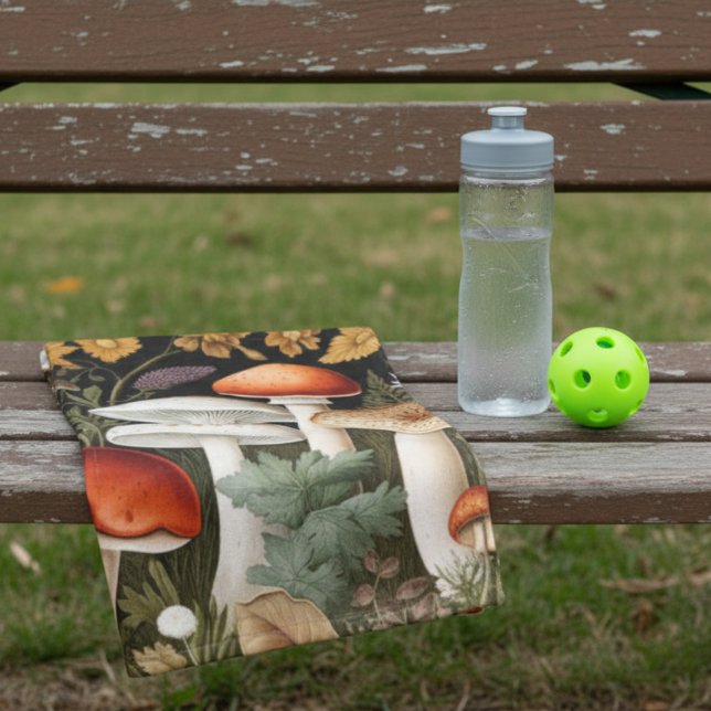 Boho Woodland Mushrooms Wildflower Garden Sports Handtuch (Von Creator hochgeladen)