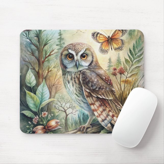 Boho Woodland Owl Mousepad (Mit Mouse)