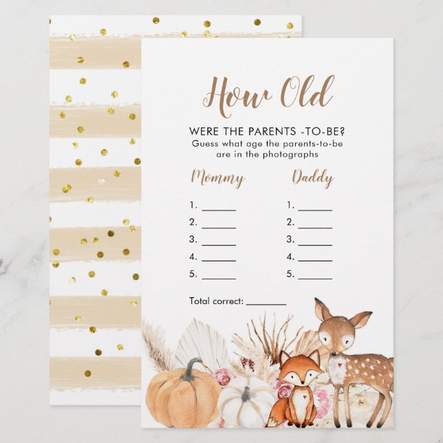 Boho Woodland Pumpkin Wie alt waren die Eltern (Vorne/Hinten)