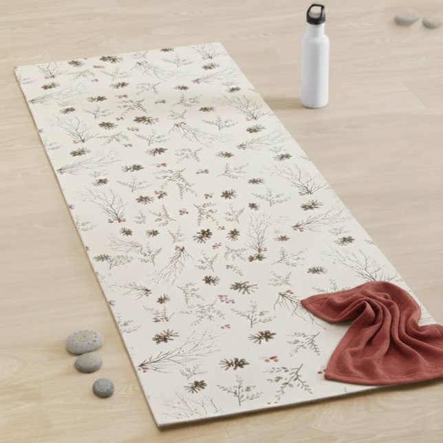 Boho Woodland Winterberry Pattern Yogamatte (Von Creator hochgeladen)