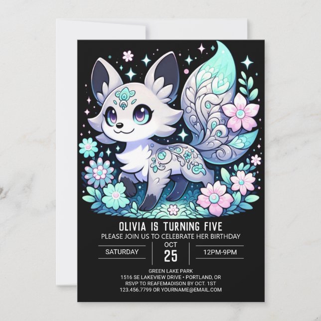 Boho Woodland Wolf Digital Geburtstag Einladung (Vorderseite)