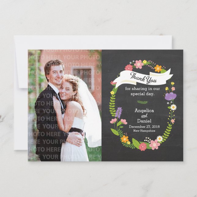 Boho Woodland Wreath auf Chalkboard Wedding (Vorderseite)