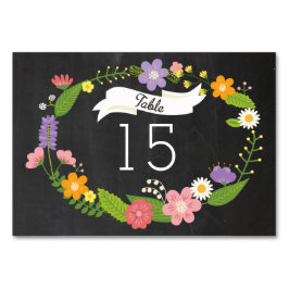 Boho Woodland Wreath auf Chalkboard Wedding Tischnummer