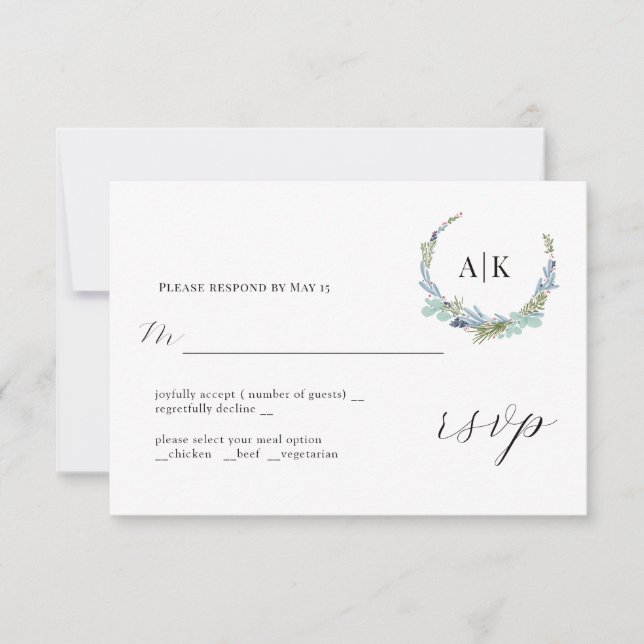 Boho Wreath on White Modern Wedding RSVP Card (Vorderseite)