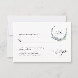 Boho Wreath on White Modern Wedding RSVP Card Karte