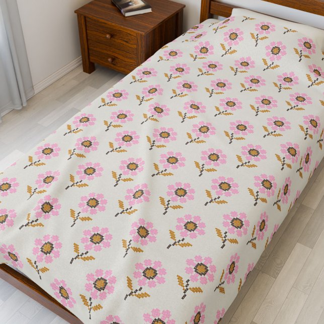 Boho-Wurfdecke mit ukrainischem Volksmuster Fleecedecke (Von Creator hochgeladen)