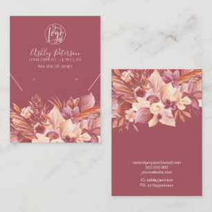 Boho Wüste Blumen Logo Schmuck Ohrring Halskette b Visitenkarte