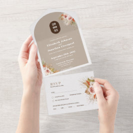 Boho Wüste Blumengestein Erdtöne All In One Einladung