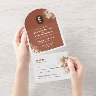 Boho Wüste Blumenrahmen Terrakotta All In One Einladung