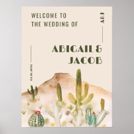 Boho Wüste Cactus Arizona Hochzeitsempfang Poster