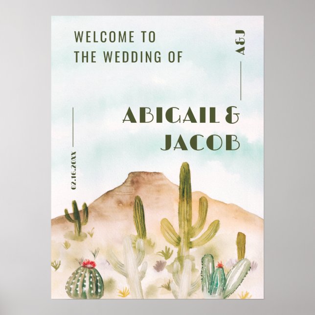 Boho Wüste Cactus Arizona Hochzeitsempfang Poster (Vorne)