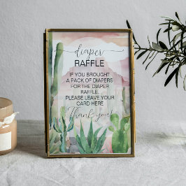 Boho Wüste Cactus Baby Duwer Winkler Raffle Sign Poster
