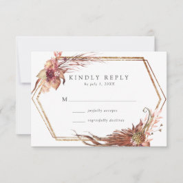 Boho Wüste Floral Gold Geometric Frame Wedding RSVP Karte