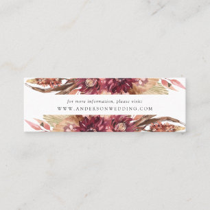 Boho Wüste Floral Wedding Website Cards Mini Visitenkarte