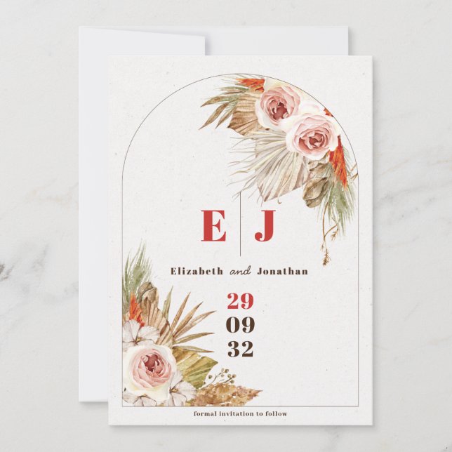 Boho Wüste florale Erde tönt Hochzeit Save The Date (Vorderseite)