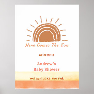 Boho-Wüste-Hier kommt der Sohn-Baby-Party-Einladun Poster