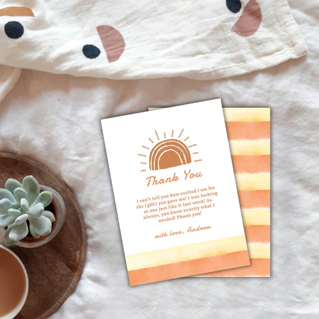 Boho Wüste kommt hier die Son Baby Dusche Dankeskarte (Boho Desert Here Comes The Son Baby Shower Thank You Card)