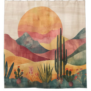 Boho Wüste Landschaft - Südwestliche Natur Duschvorhang