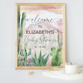Boho Wüste Nature Cactus Baby Shower Begrüßungszei Poster