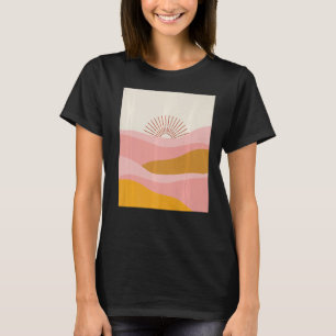 Boho Wüste Sun Sunset Waves in Rosa, Orange und C T-Shirt