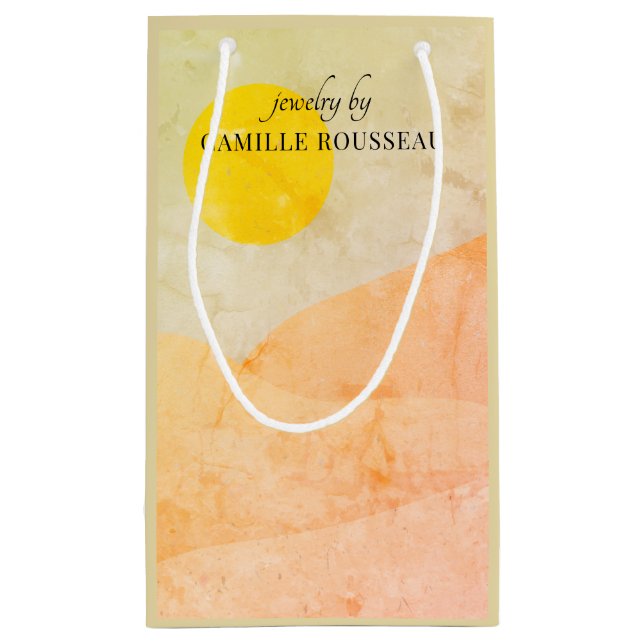 Boho Wüste Sunrise Mountains Abstrakt Kleines Gesc Kleine Geschenktüte (Rückseite)