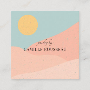 Boho Wüste Sunrise Mountains Handgearbeitete Juwel Quadratische Visitenkarte