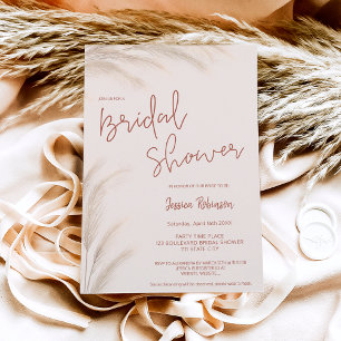Boho Wüste Terracotta Pampas Foto Brautparty Einladung