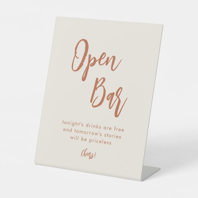 Boho Wüste Wedding Open Bar Table Sign Sockelschild (Vorderseite)