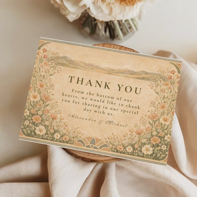 Boho-Wüsten-Botanical-Hochzeit Dankeskarte (Von Creator hochgeladen)