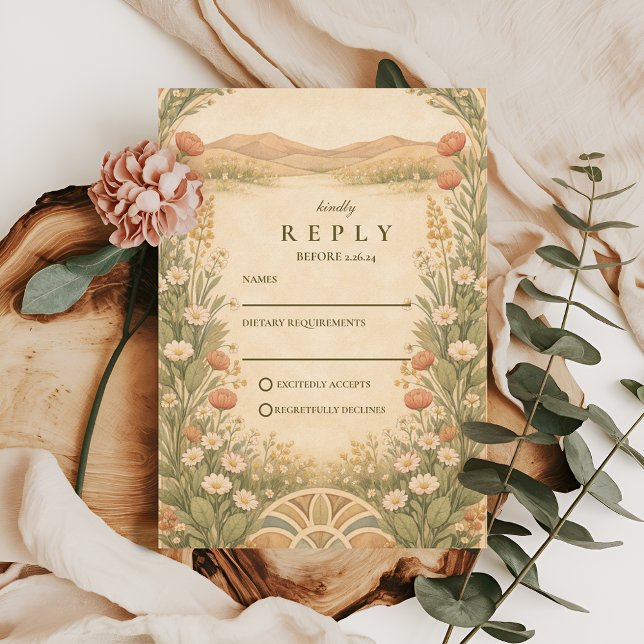 Boho-Wüsten-Botanical-Hochzeit RSVP Karte (Von Creator hochgeladen)