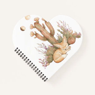 Boho-Wüsten-Fennec-Fuchs schläft unter Saguaro-Kak Notizbuch