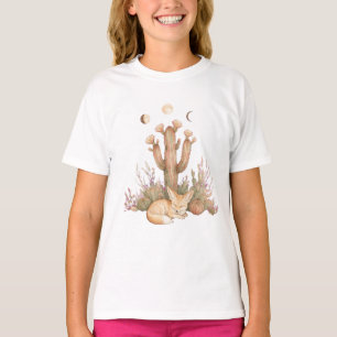 Boho-Wüsten-Fennec-Fuchs schläft unter Saguaro-Kak T-Shirt