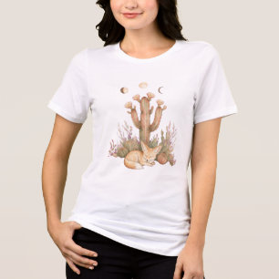 Boho-Wüsten-Fennec-Fuchs schläft unter Saguaro-Kak Tri-Blend Shirt