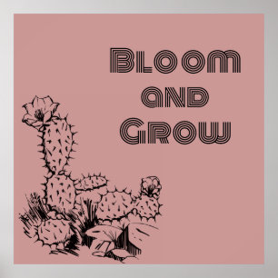 Boho-Wüsten-Kakteen-Wandkunst Rosa Poster