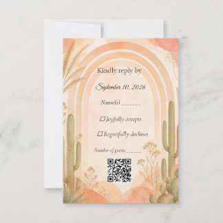 Boho-Wüsten-Kaktus-Hochzeits-RSVP-Karte RSVP Karte