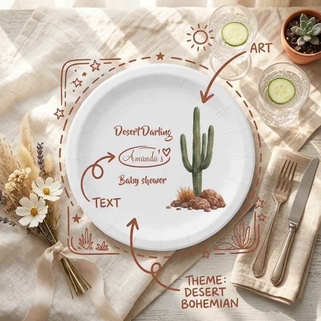 Boho-Wüsten-Schatz Südwest-Baby-Party  Pappteller (Von Creator hochgeladen)