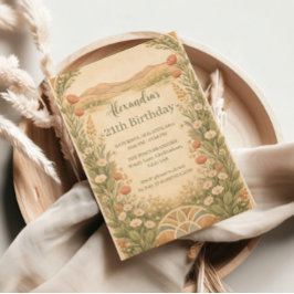 Boho-Wüsten-Wildblumen-Geburtstag Einladung