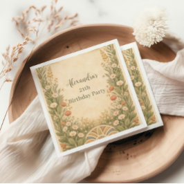 Boho-Wüsten-Wildblumen-Geburtstag Serviette