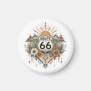Boho-Wüstenblumen-Route-66-Emblem Magnet