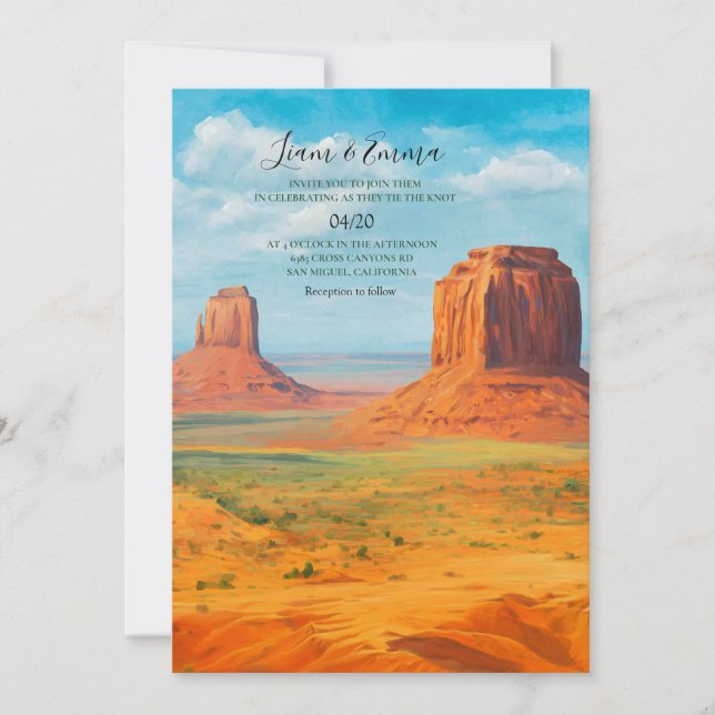 Boho-Wüstenhochzeits-Einladung Monument Valley AZ Einladung (Vorderseite)