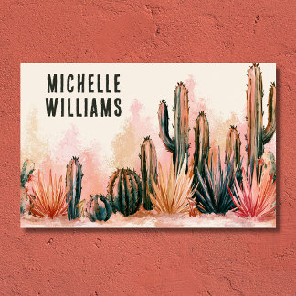 Boho-Wüstenkaktus-Aquarell-Design Visitenkarte
